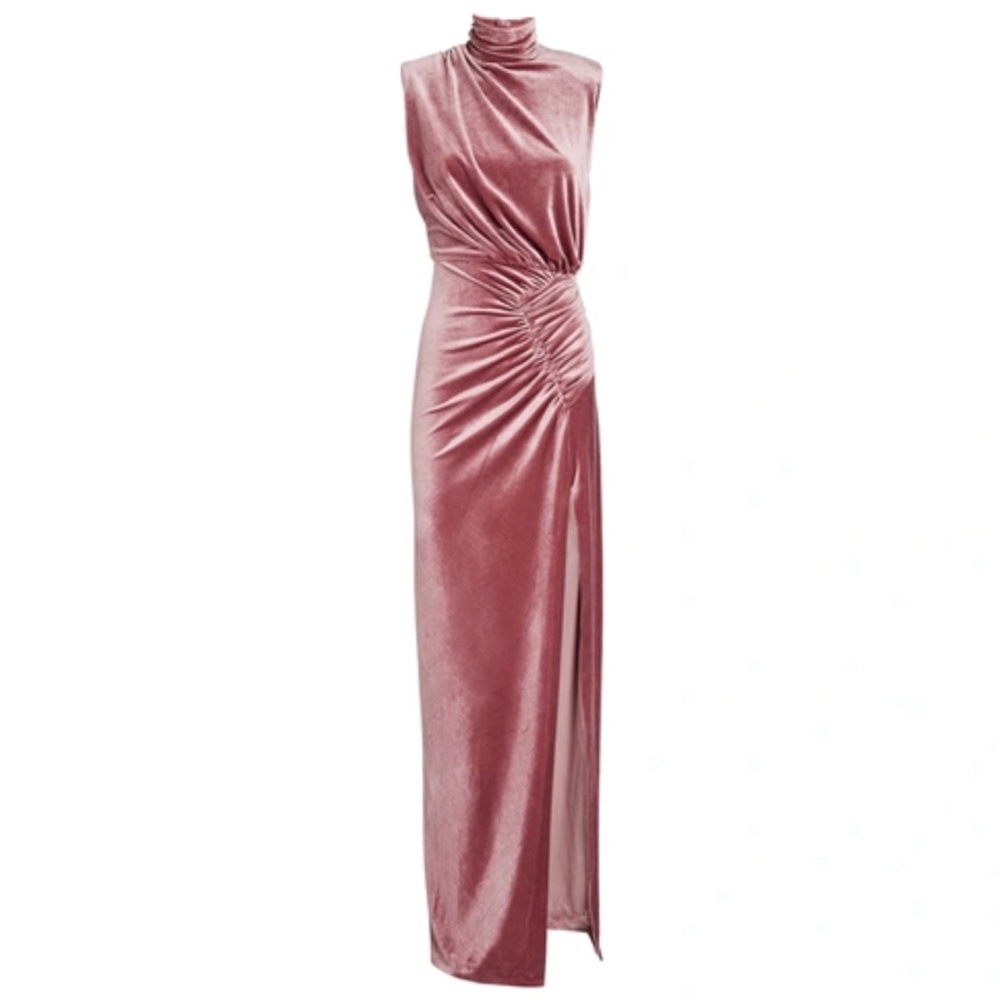 Ronny Kobo Billie Velvet High Neck Dress S
